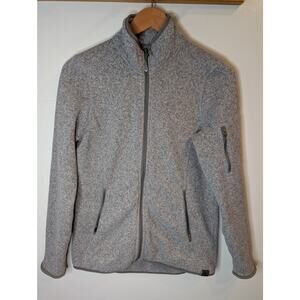 L.L.Bean Gray Fleece Jacket Full Zip Mock Neck Soft Cozy Small Regular